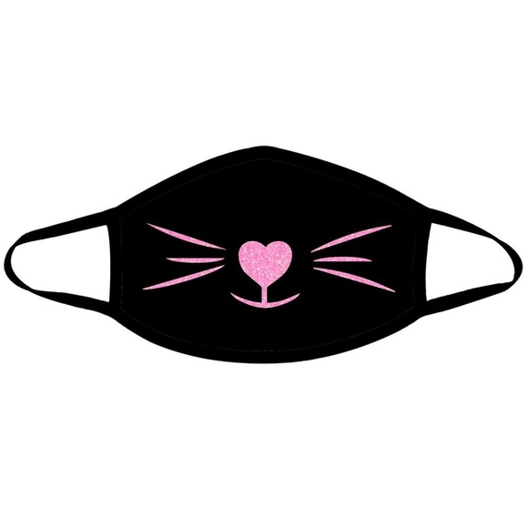 Ella Etc Kitty Love Glitter Cat Face Mask | Black Fashion Mask - Picture 1 of 6